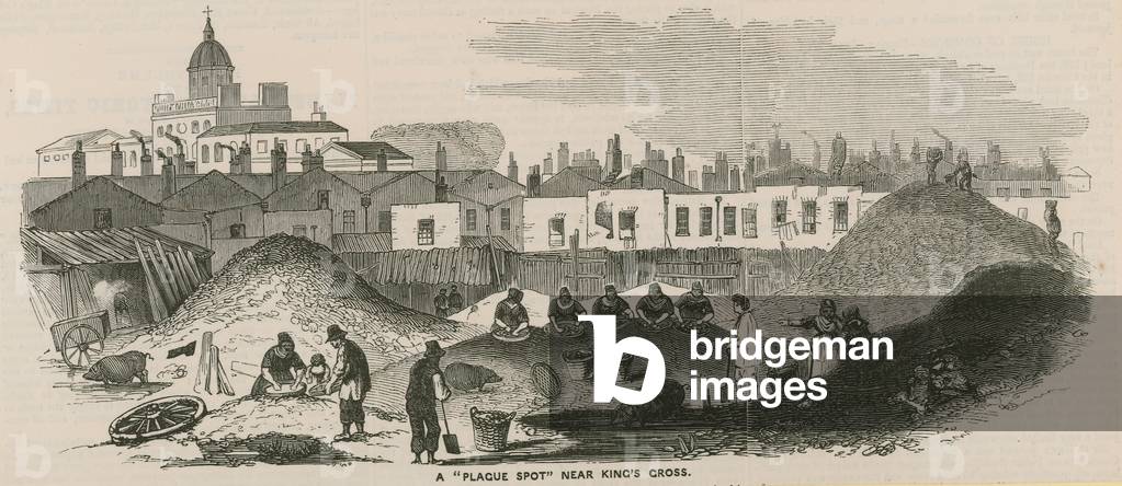 A plague spot near King's Cross, London (engraving)