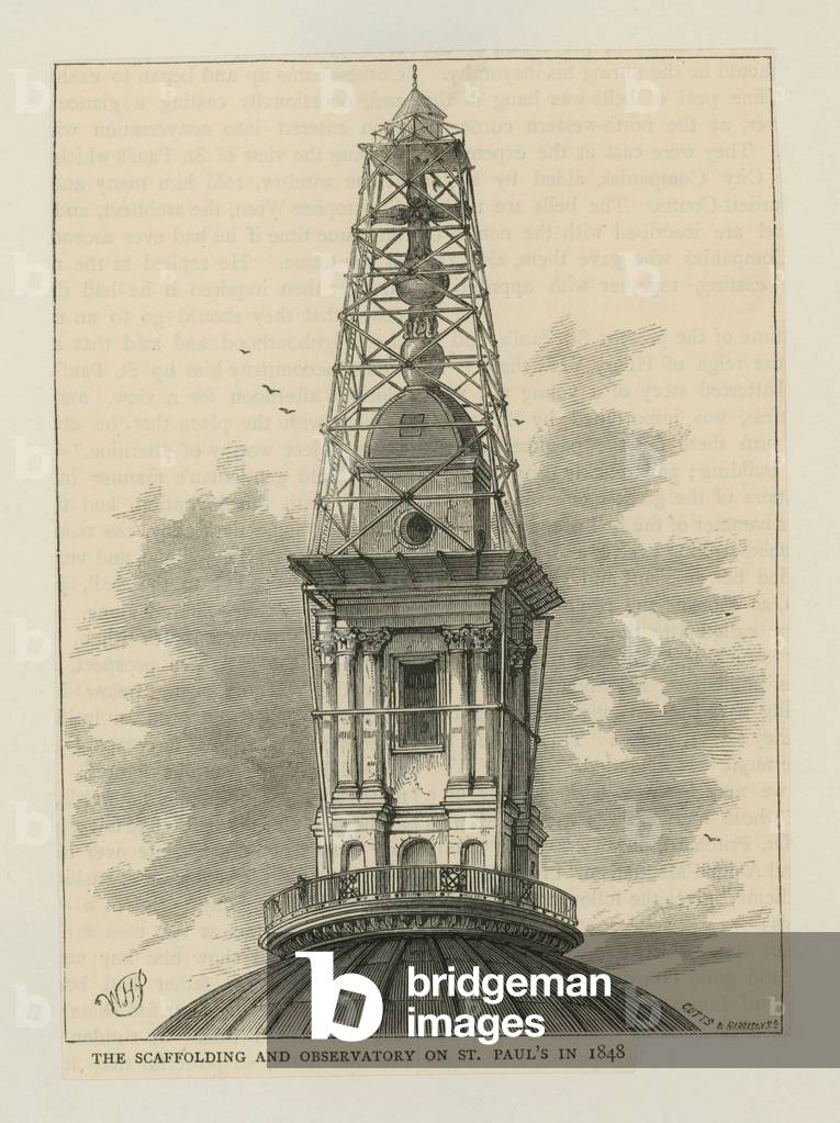 The scaffolding and observatory of St Paul's Cathedral (engraving)