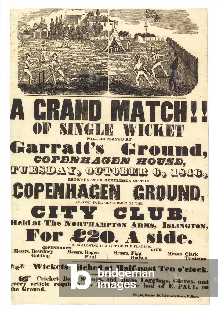 Cricket match, 6 October 1846 (engraving)