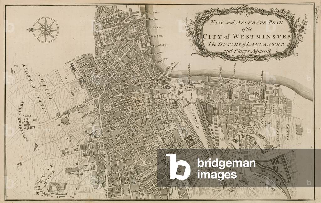 New and accurate plan of the City of Westminster, the Dutchy of Lancaster and places adjacent (engraving)