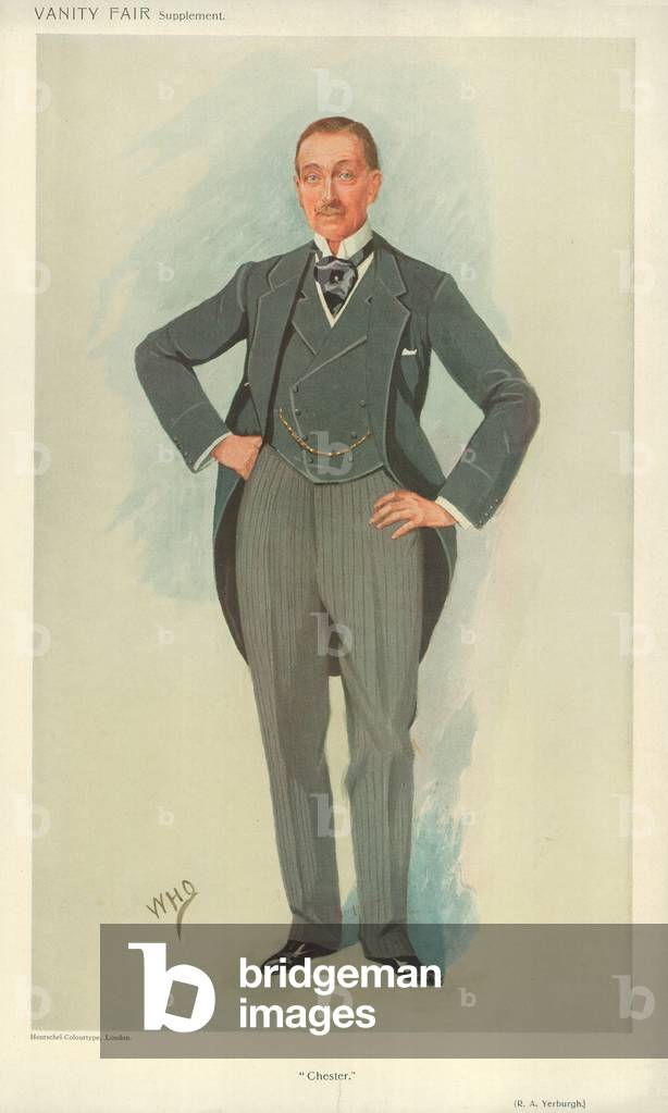 Mr Robert Armstrong Yerburgh, Chester, 28 April 1910, Vanity Fair cartoon (colour litho)