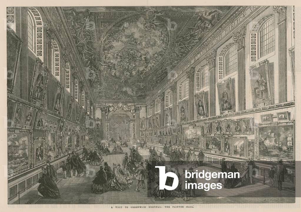 A visit to Greenwich Hospital: The Painted Hall (engraving)