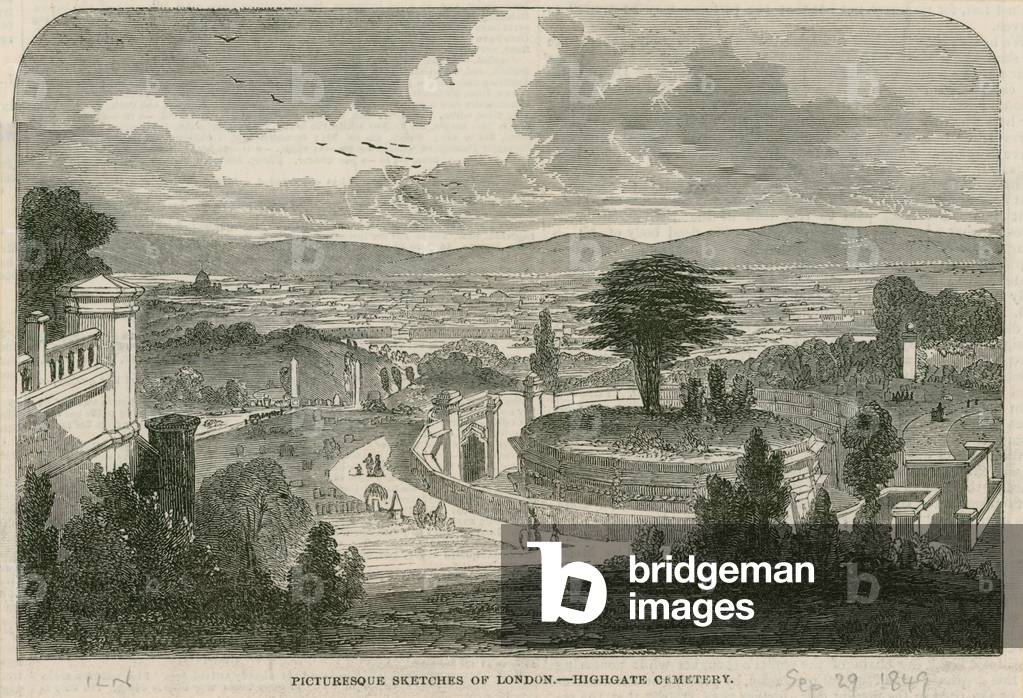 Highgate Cemetery, London (engraving)