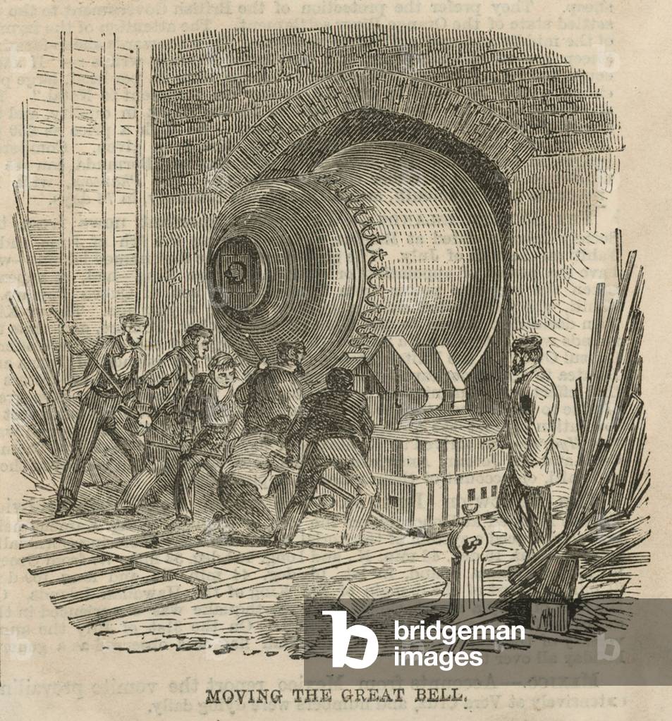 Moving the Great Bell for the Houses of Parliament (engraving)
