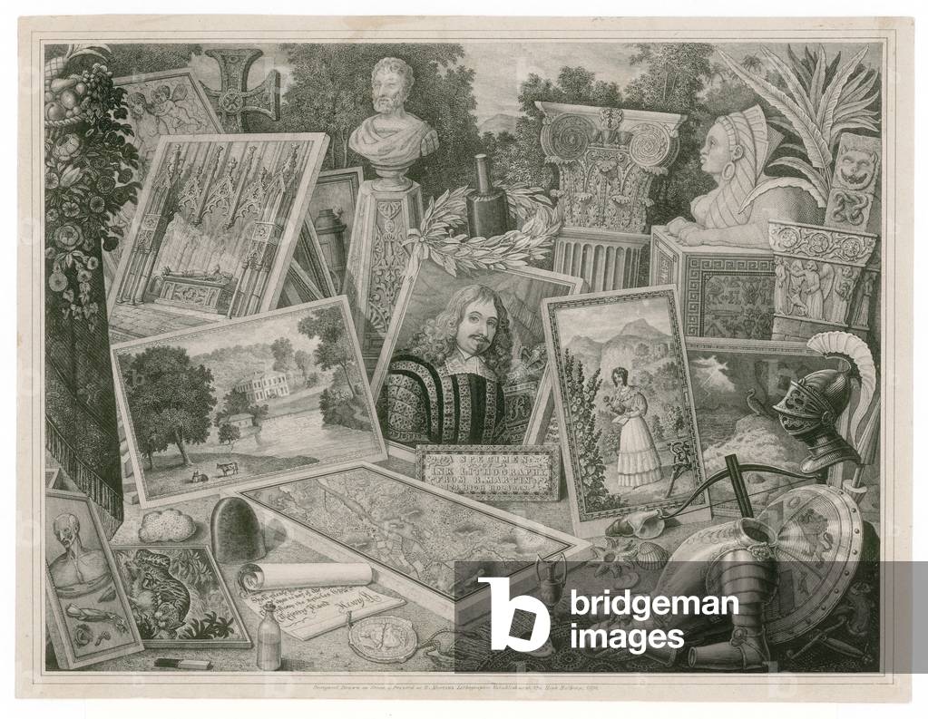 Trade card of Robert Martin, promoting skills in the lithographic art, 1830 (engraving)