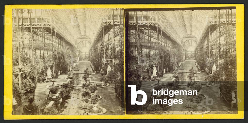 Interior of the Crystal Palace, stereoscopic photo (b/w photo)
