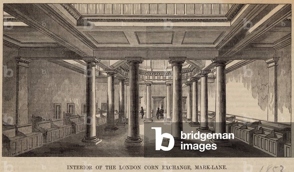 Interior of the London Corn Exchange, Mark Lane (engraving)