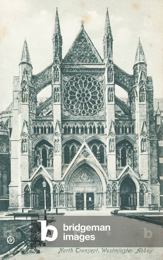 The north transept of Westminster Abbey (b/w photo)