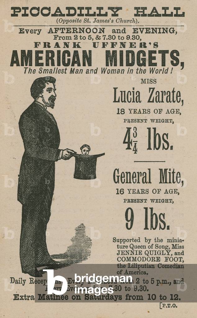 Advertisement for Frank Uffner's American Midgets (engraving)