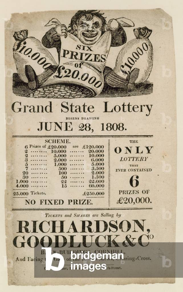 Advertisement for state lottery (engraving)