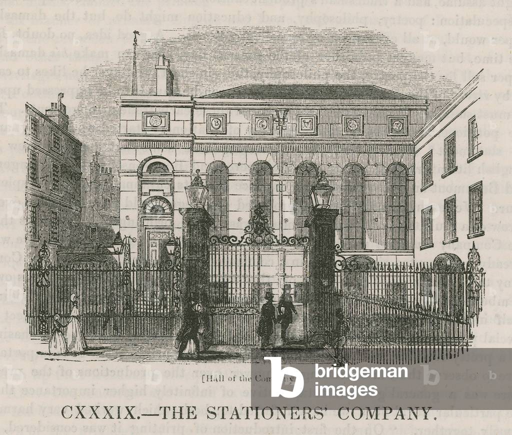 The Stationers' Company: Hall of the Company (engraving)