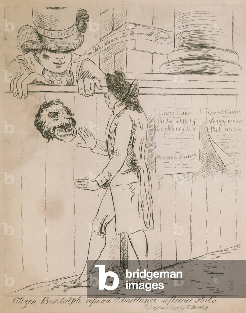 Citizen Bardolph refused admittance at Prince Hal's (engraving)