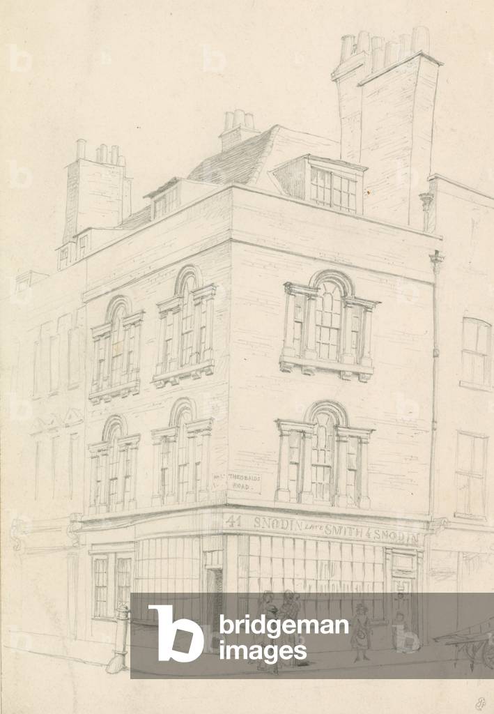House at the corner of Red Lion Street and Theobalds Road, facing Lamb's Conduit Street, London (pencil on paper)