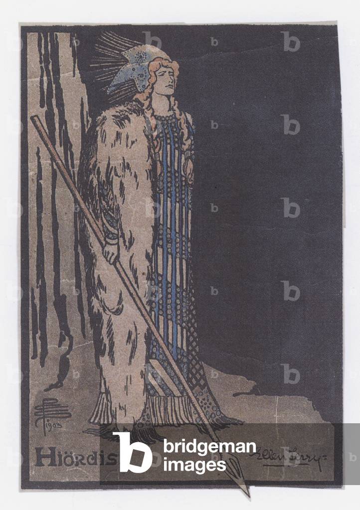 Ellen Terry at Hiordis in Ibsens The Vikings (litho)