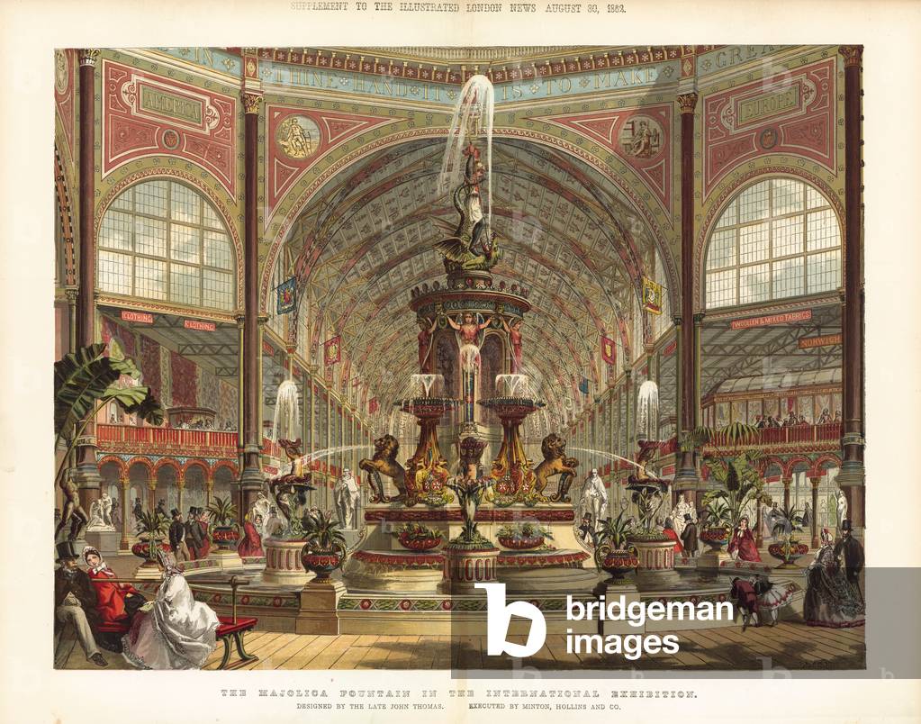 The majolica fountain in the International Exhibition 1862 (colour litho)