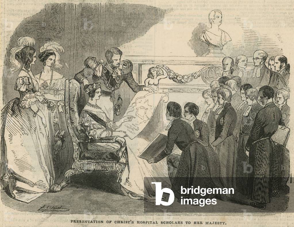 Presentation of Christ's Hospital scholars to Her Majesty (engraving)