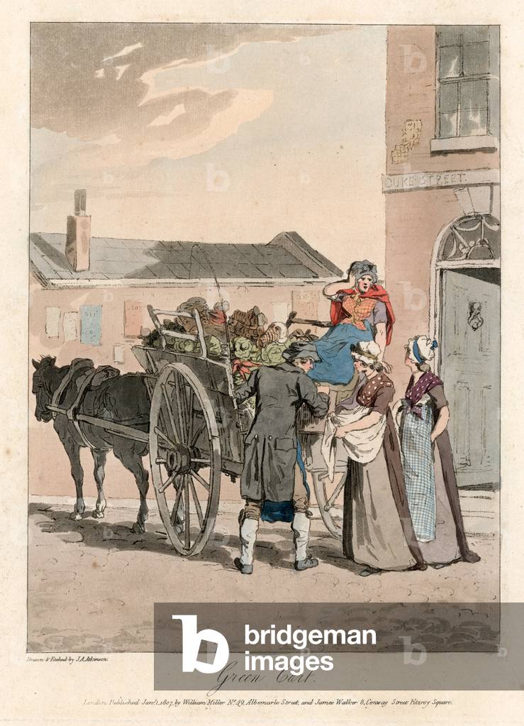 Green cart (coloured engraving)