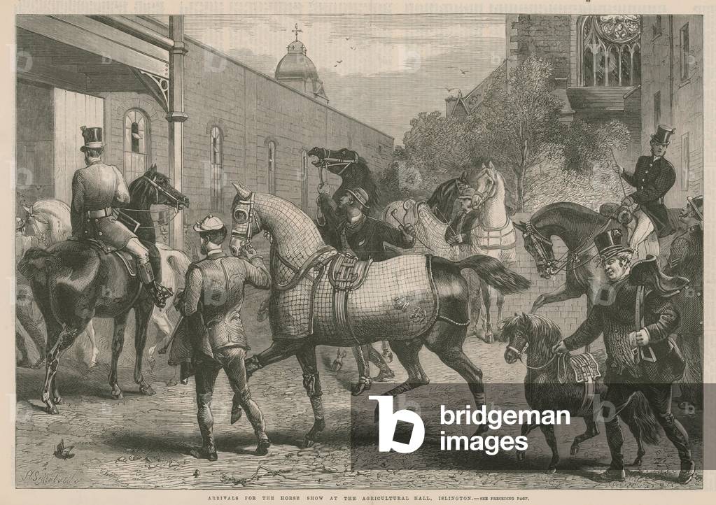 Arrivals for the Horse Show at the Agricultural Hall (engraving)