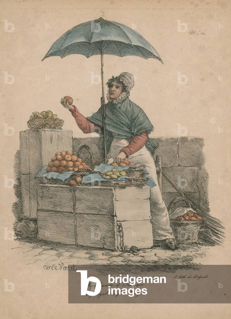 Marchande d'Oranges (coloured engraving)
