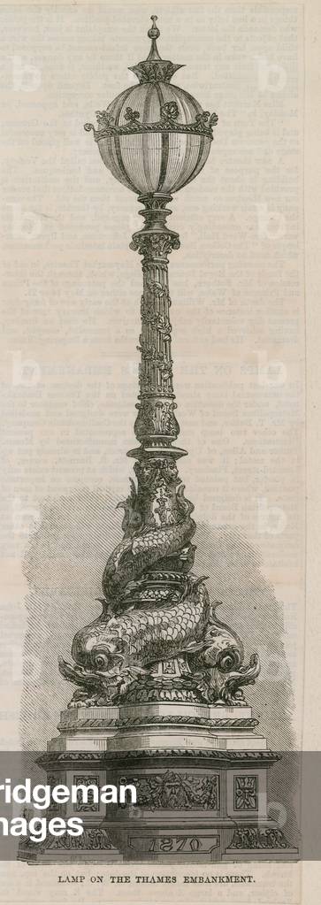 Lamp on the Thames Embankment, London (engraving)