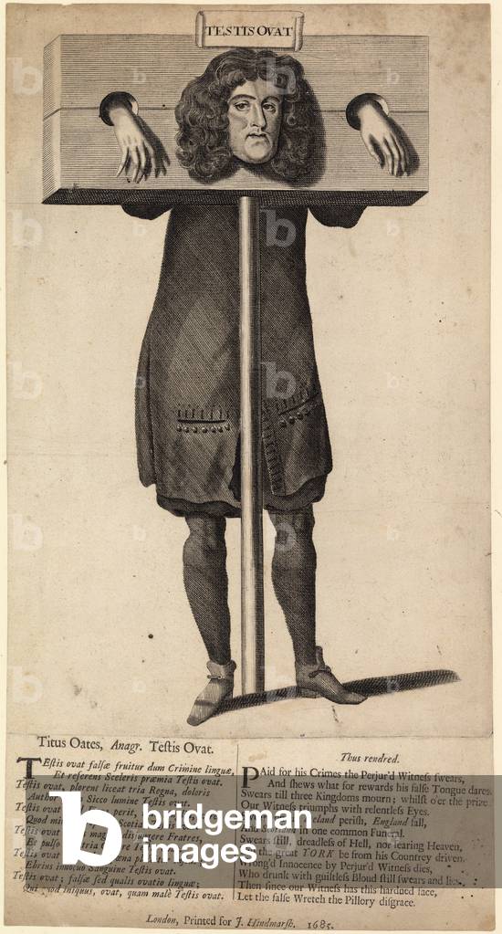Titus Oates in the pillory, published 1685 (engraving)