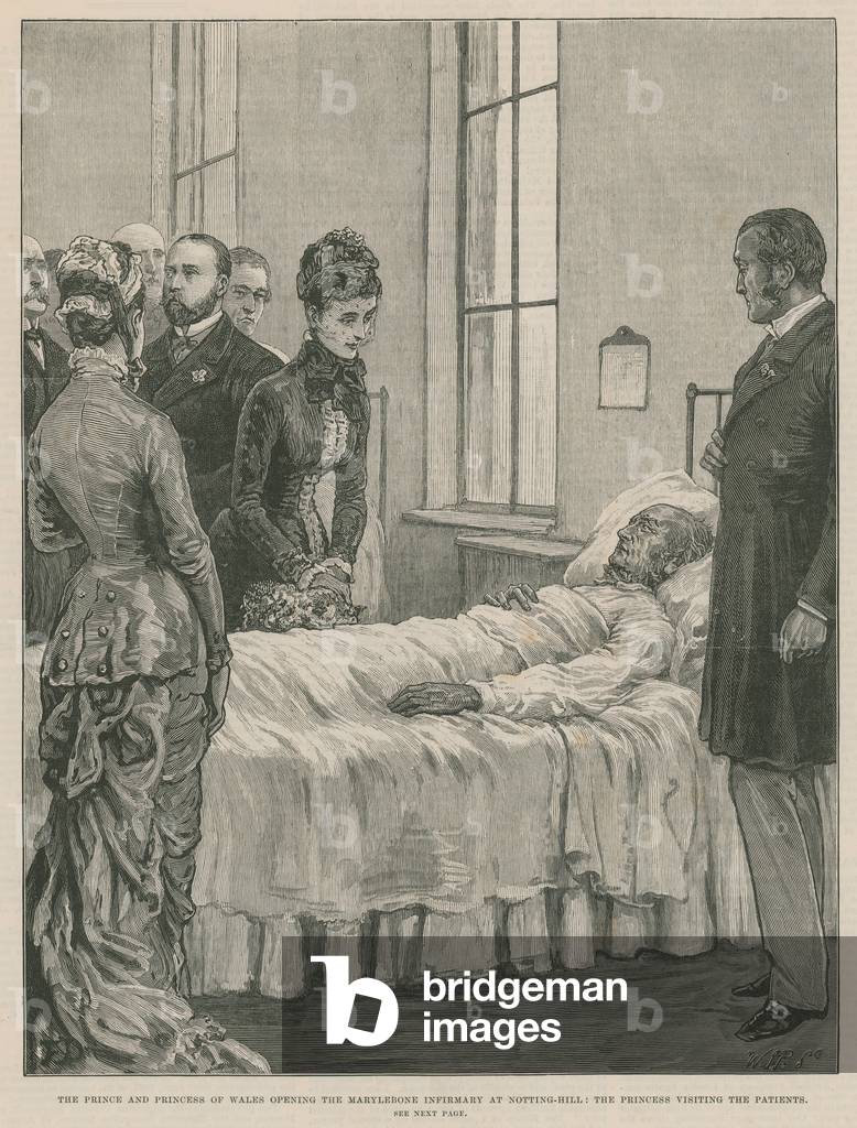 The Prince and Princess of Wales opening the Marylebone Infirmary at Notting Hill (engraving)