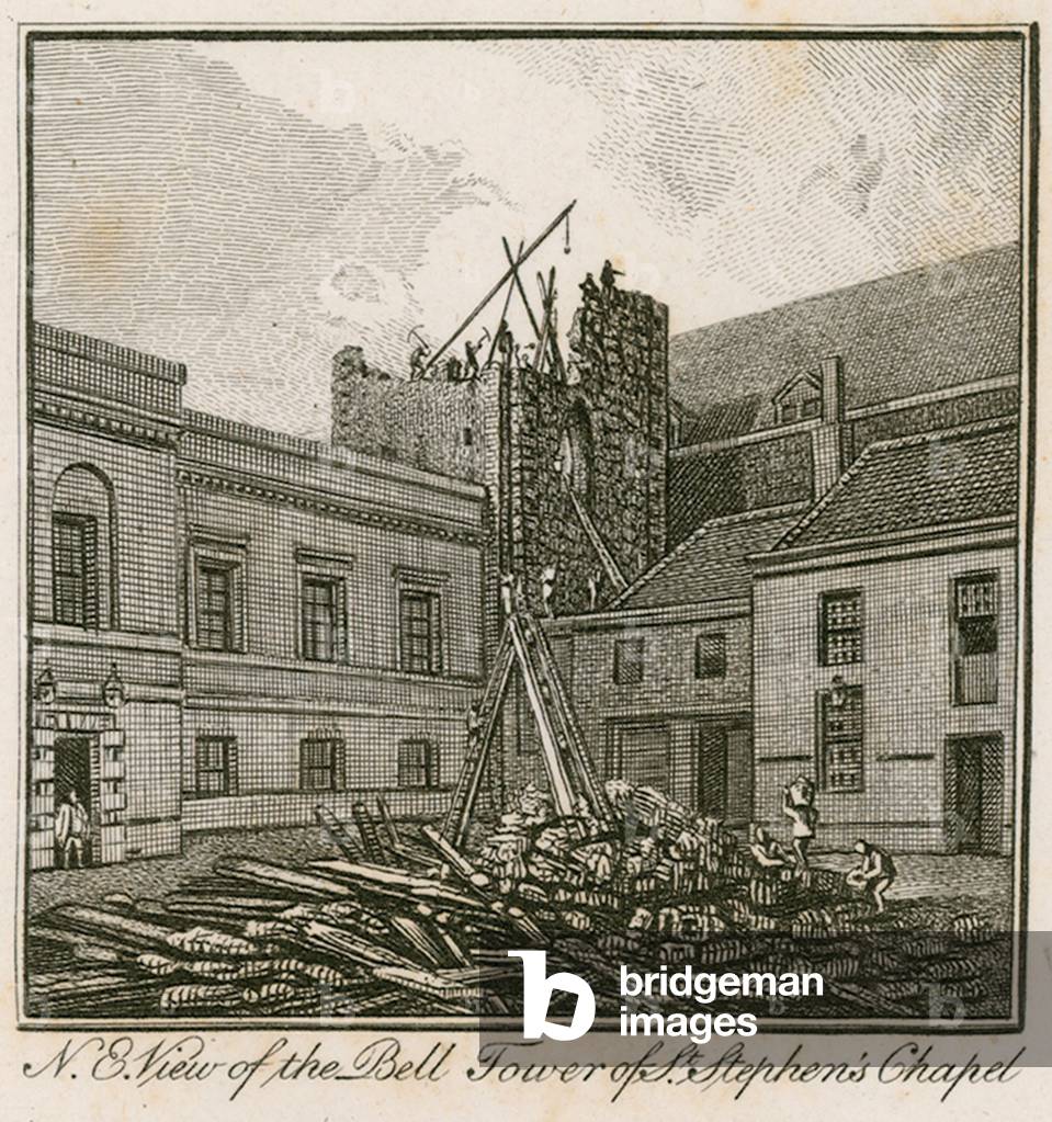 North west view of the Bell Tower of St Stephen's Chapel (engraving)