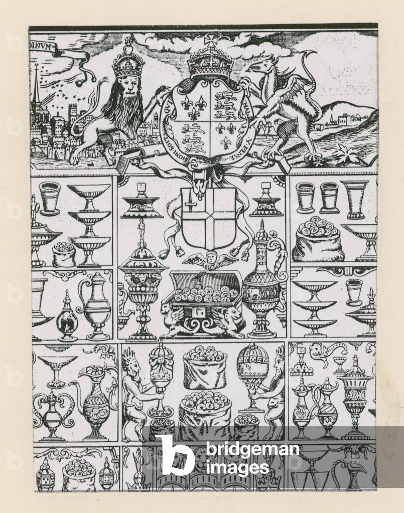 Silver plate planned as prizes for the 1569 lottery (engraving)