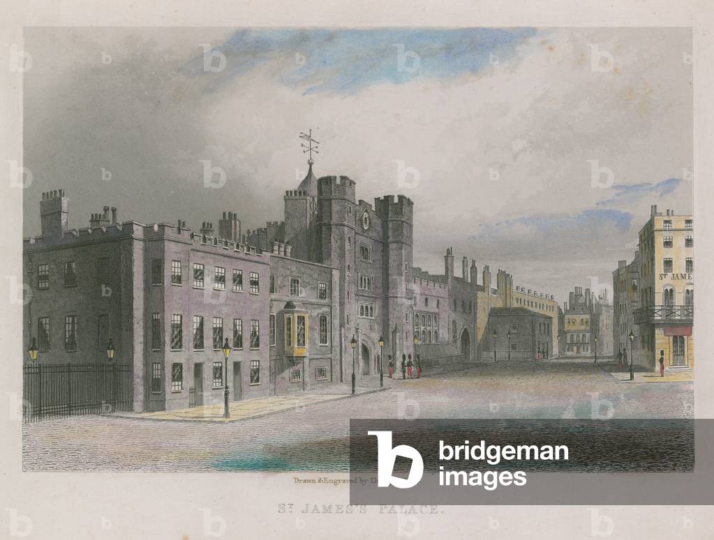 St James's Palace on Pall Mall (coloured engraving)