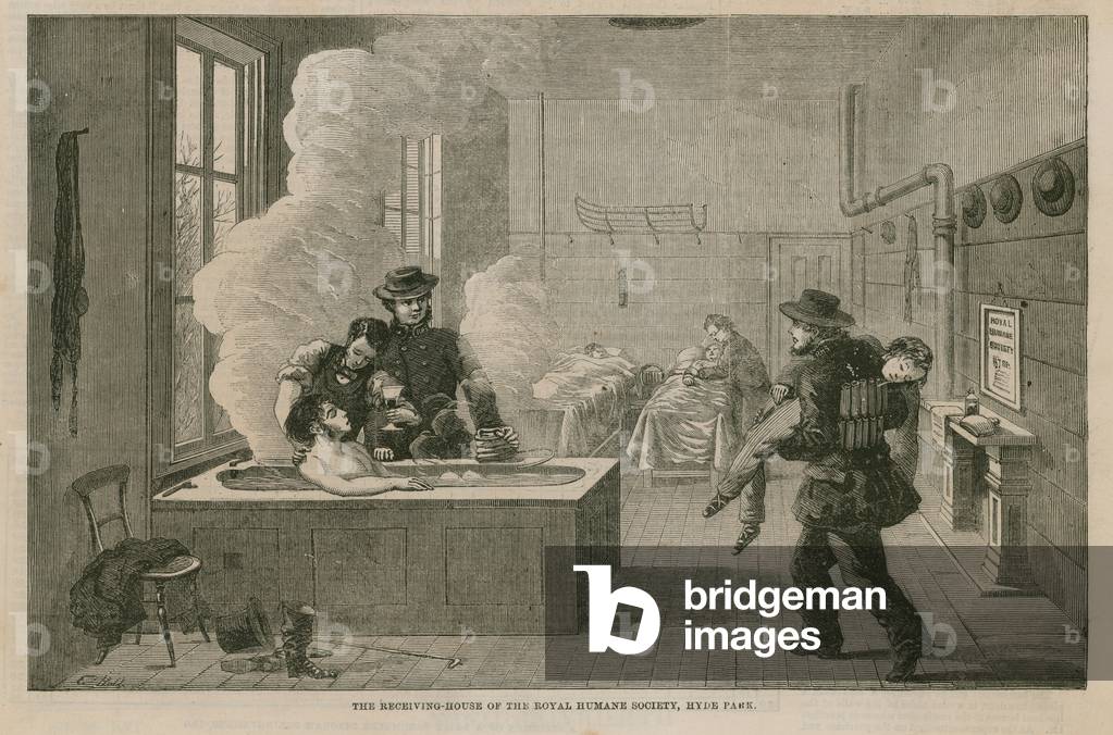 The receiving house of the Royal Humane Society (engraving)