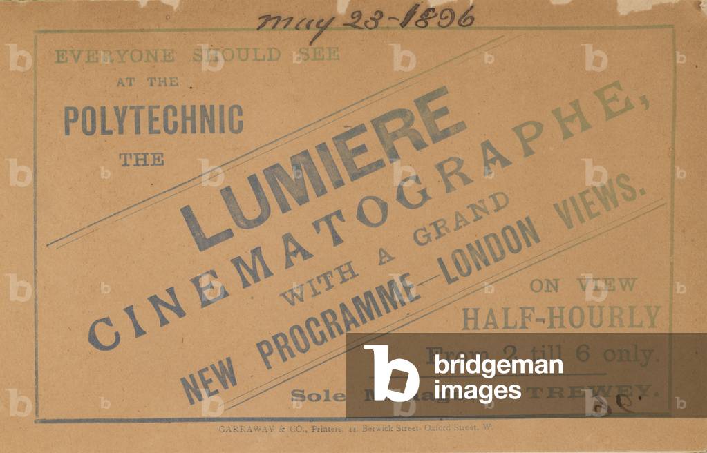 Leaflet advertsing Lumiere Cinematograph (engraving)