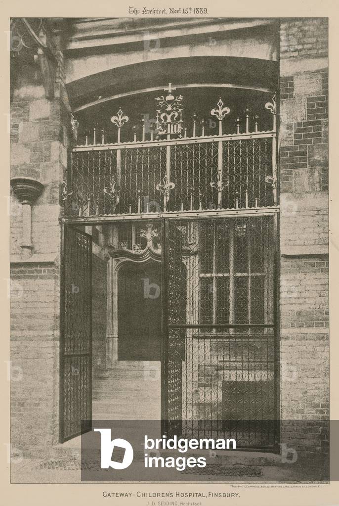 The gateway, Children's Hospital, Finsbury; photograph (engraving)