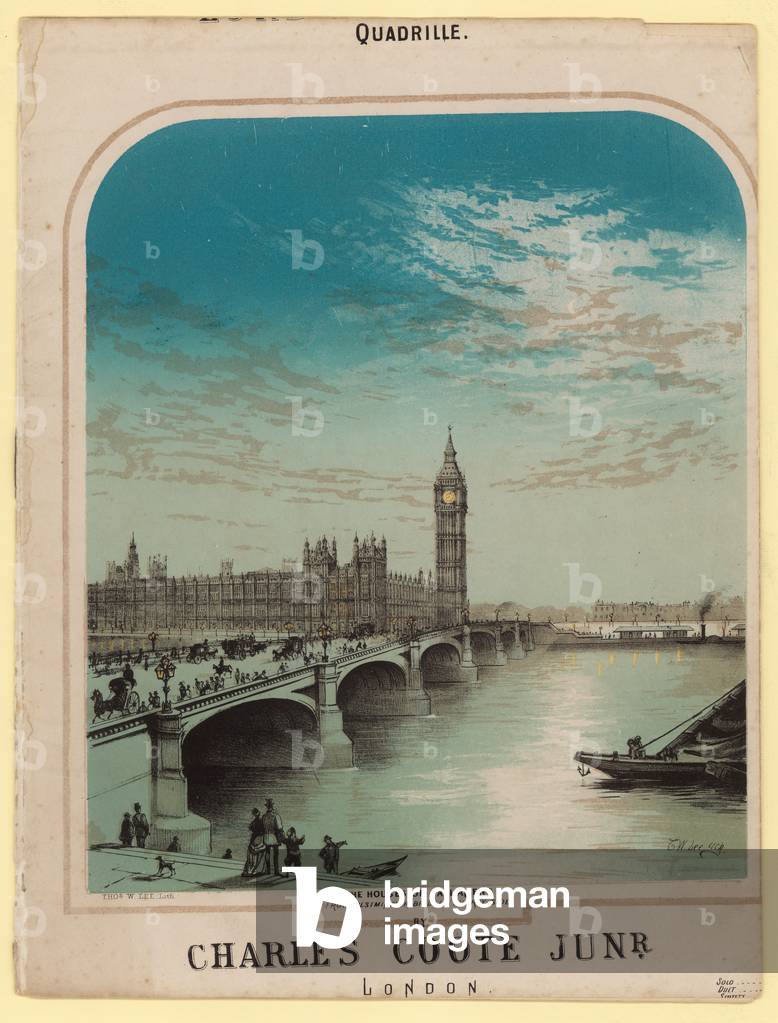 The Houses of Parliament (colour litho)