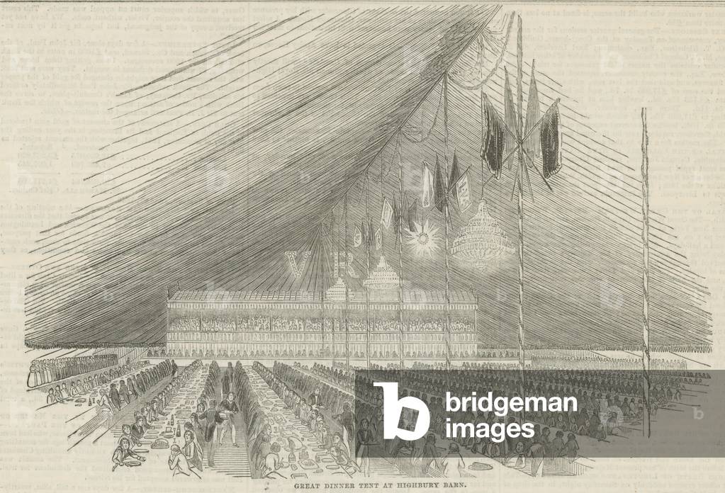 Great dinner tent at Highbury Barn (engraving)