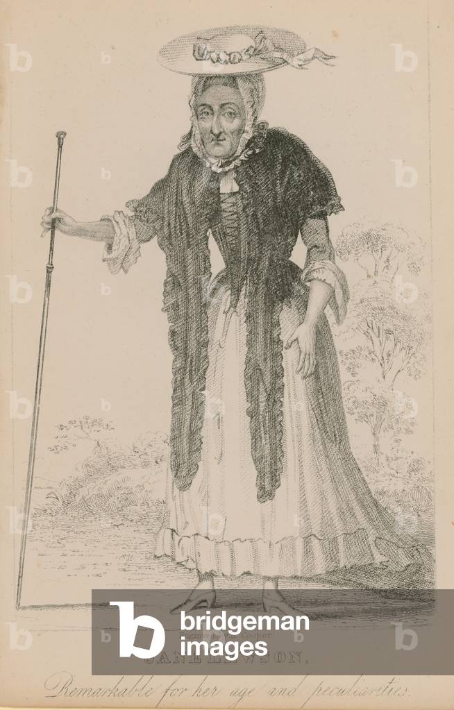 Jane Lewson, remarkable for her age and peculiarities (engraving)