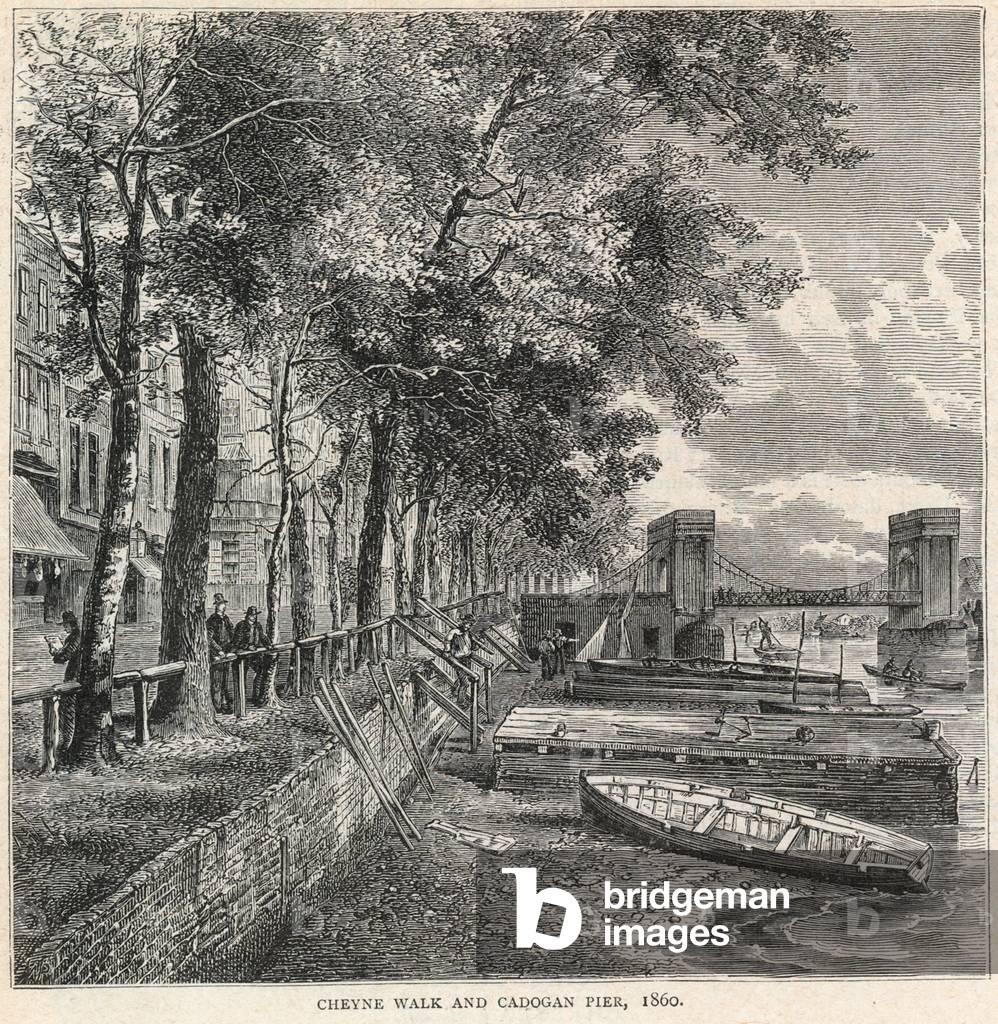 Cheyne Walk and Cadogan Pier, 1860 (engraving)