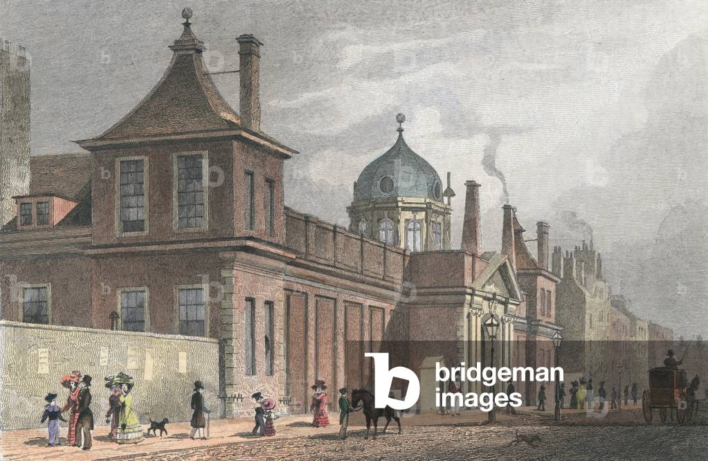 British Museum, Great Russel Street, London (coloured engraving)