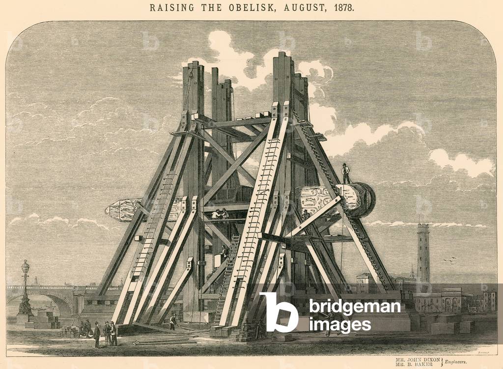 Raising the obelisk, August 1878 (engraving)