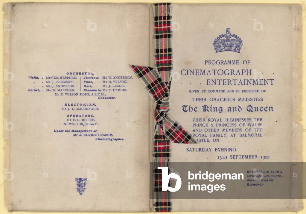 Programme of Cinematograph Entertainment in the presence of the King and Queen (engraving)