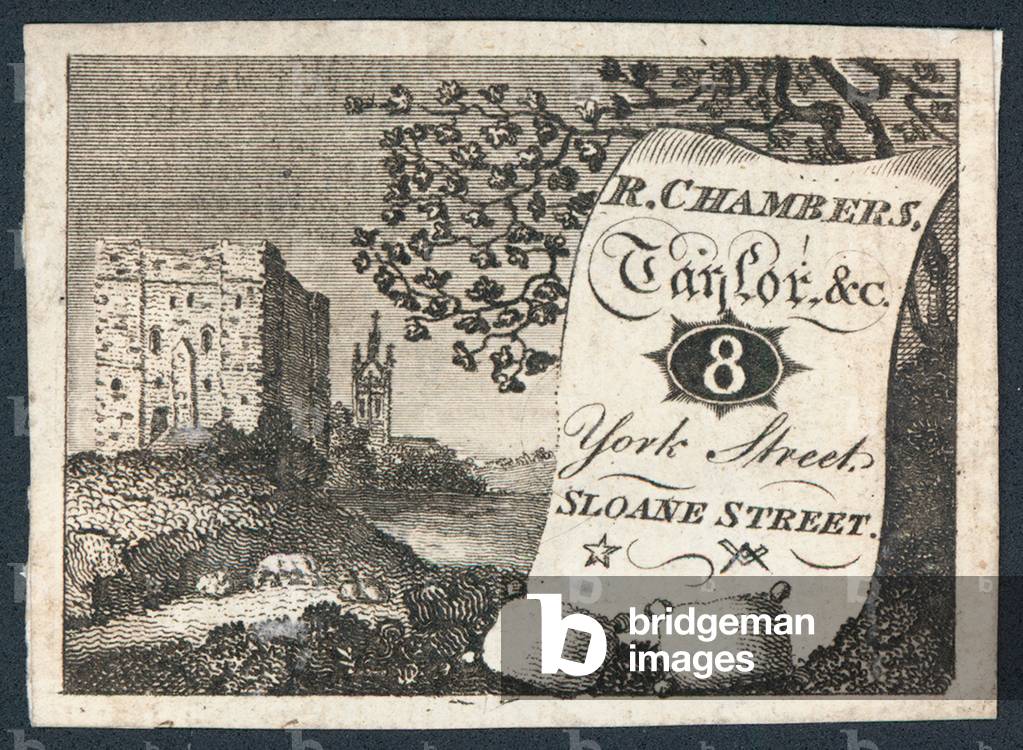 R Chambers, tailor, trade card (engraving)