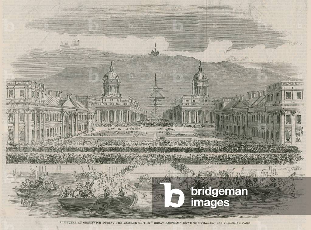 The scene at Greenwich during the passage of the Great Eastern (engraving)