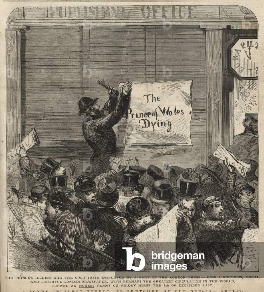 The prince's illness and the good taste displayed by a part of the London press (engraving)