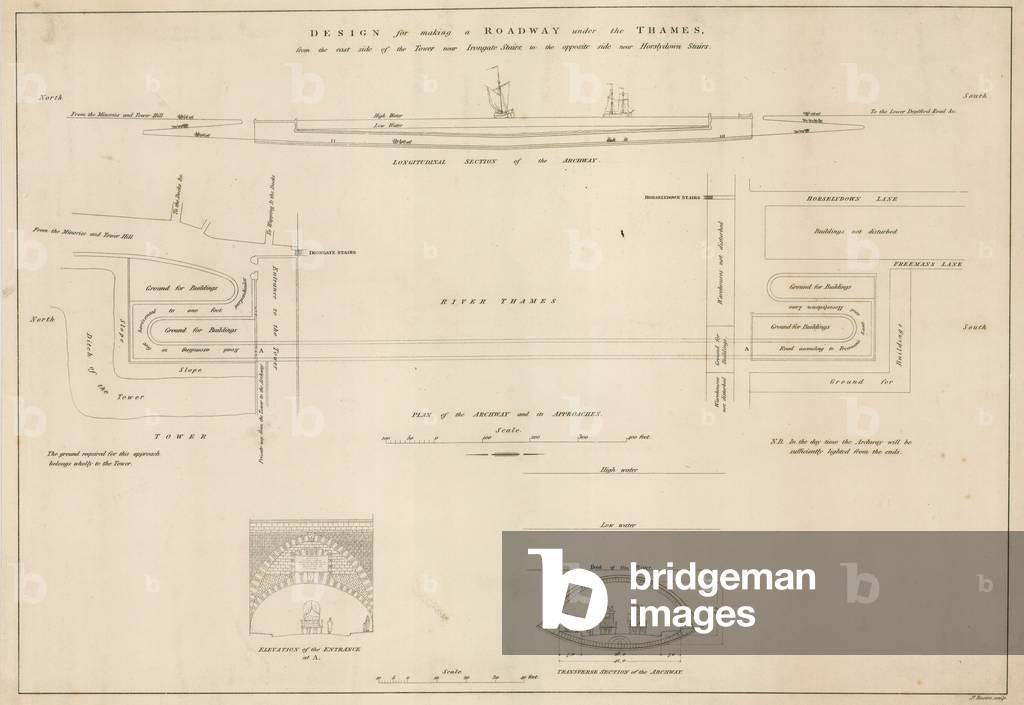 Design for a roadway under the Thames (engraving)
