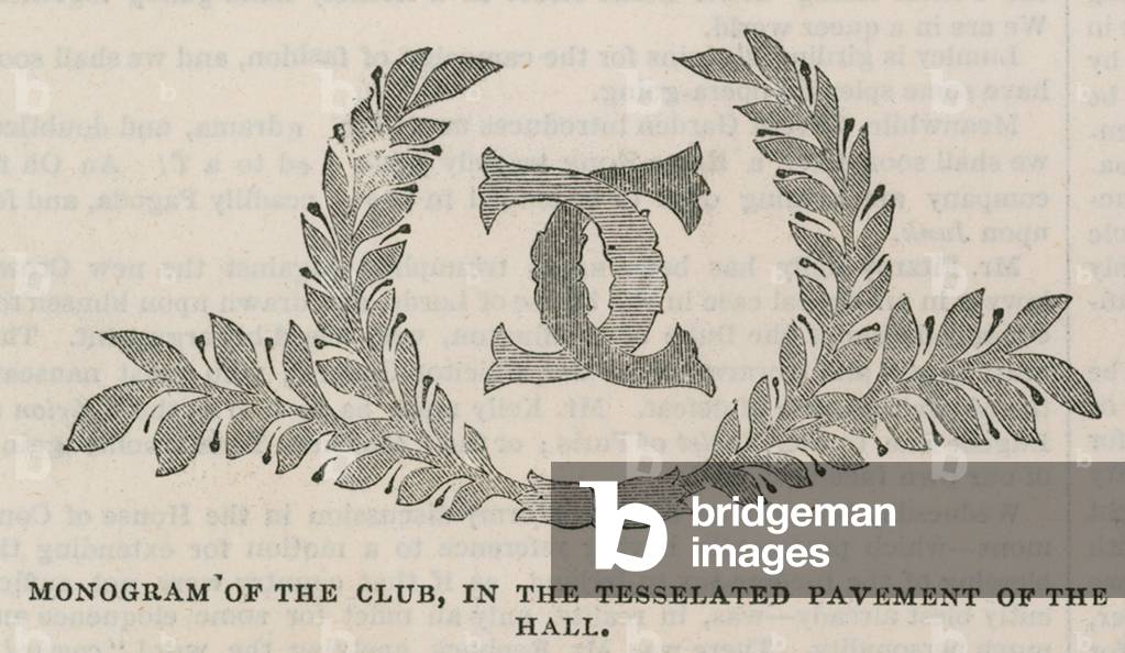 The Conservative Clubhouse: Monogram of the Cluib in the tesselated pavement of the hall (engraving)
