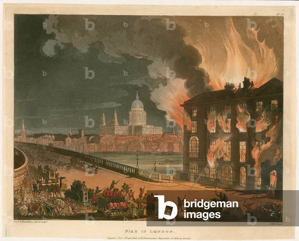 Fire in London.  Published 1 September 1808 (coloured engraving)