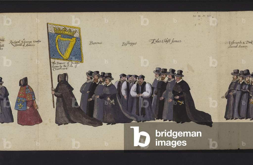 Queen Elizabeth I's Funeral Procession (coloured engraving)