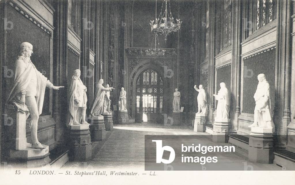 St Stephen's Hall in Westminster (b/w photo)