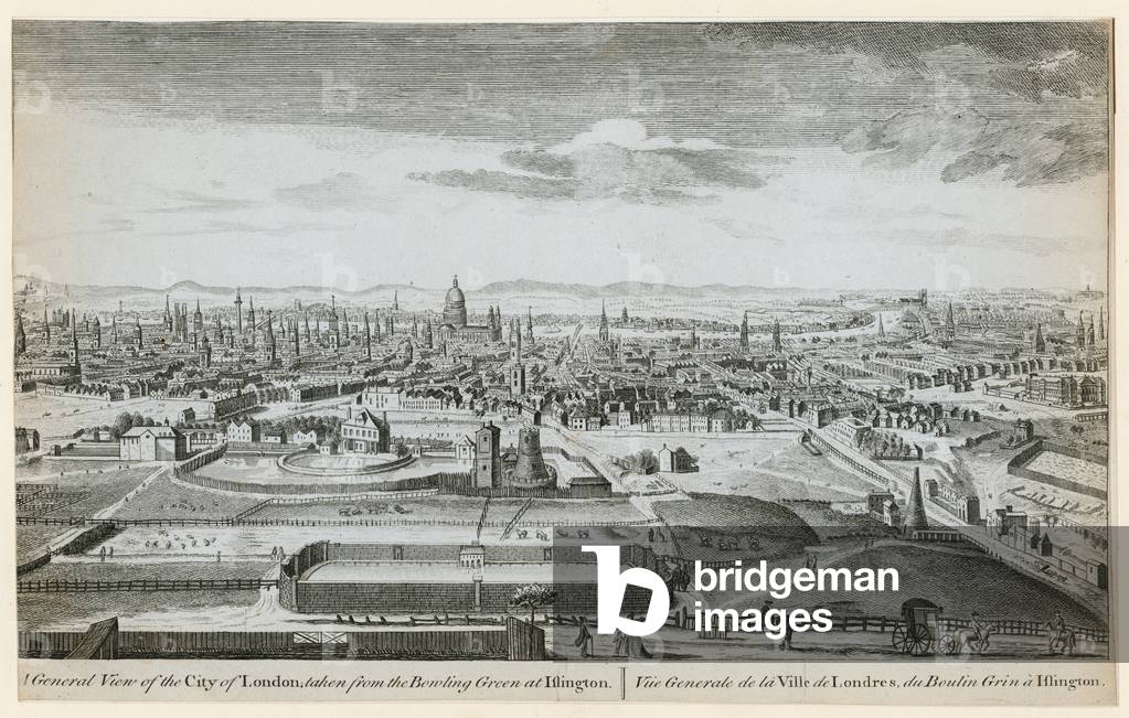 A general view of London taken from the bowling green at Islington (engraving)