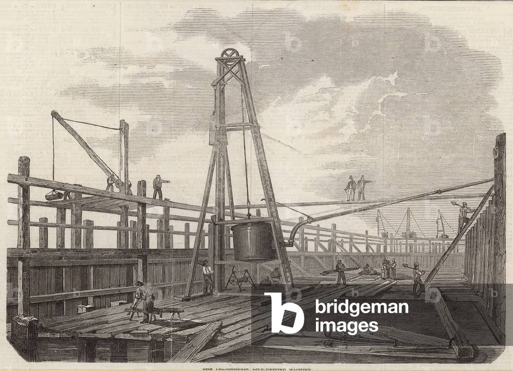 The atmospheric pile-driving machine (engraving)