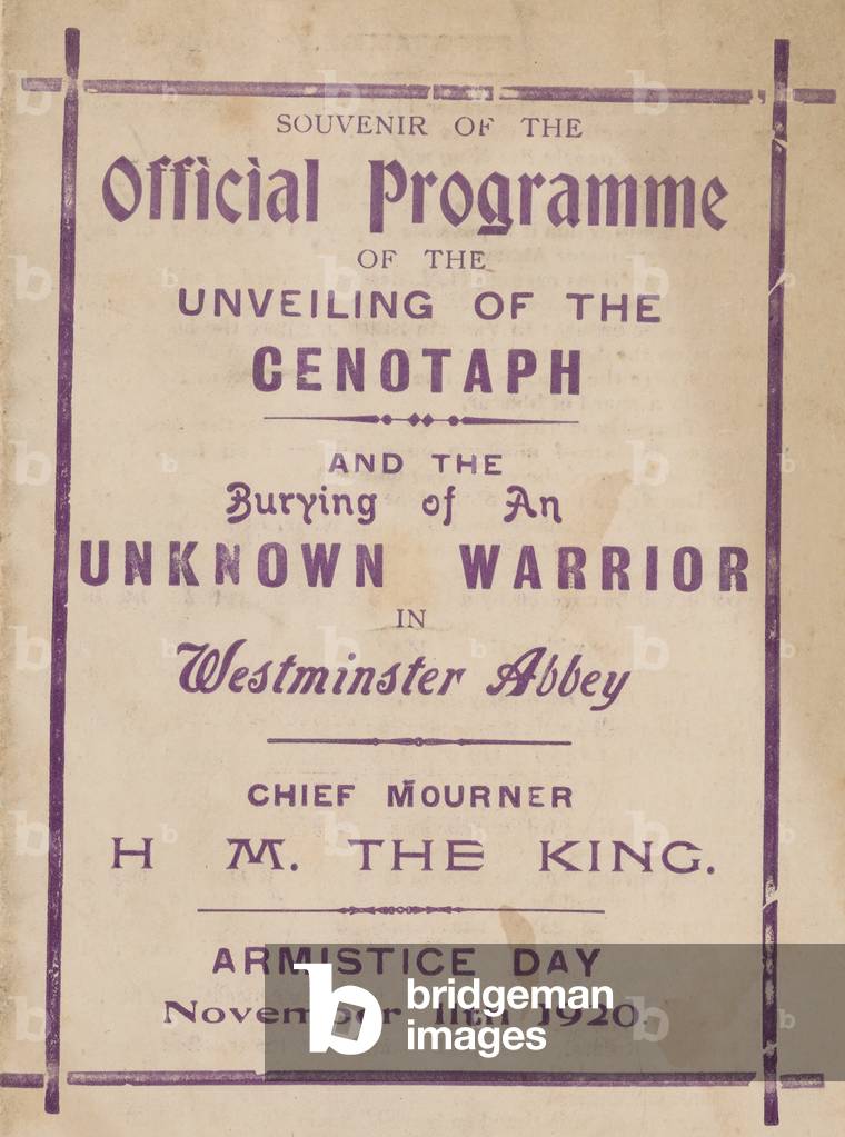 Souvenir programme of the unveiling of the Cenotaph (engraving)